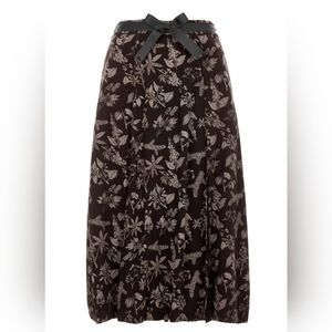 Floral Print Midi Skirt with Bow Waist
